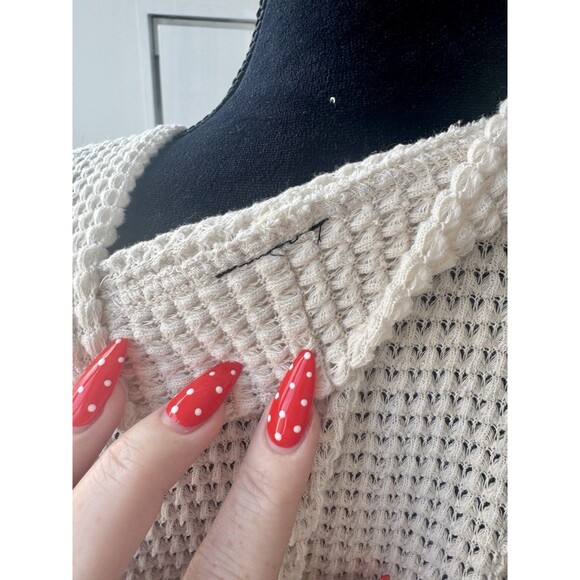 Express Cream Short Dolman Sleeve Oversized Open Knit Cardigan One Size - Picture 4 of 5